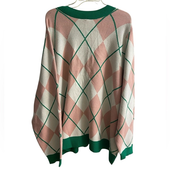 Torrid Argyle sweater cardigan button front long line 5X - Picture 2 of 7